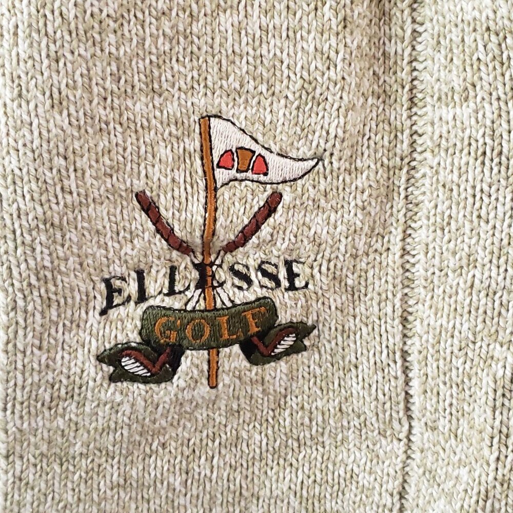 Ready Ellesse Mens V-Neck Sweater Vest M Beige Linen Cotton Golf ~42 inch Chest - Picture 4 of 8